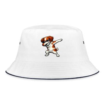 Dabbing Breton Spaniel - Bucket Hat - white/navy - Front