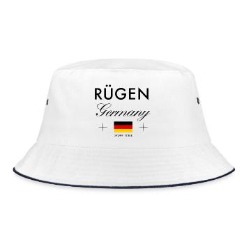 Rügen Deutschland Koordinaten Reise Souvenir - Bucket Hat - Weiß/Navy - Vorne