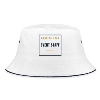 Event Staff Stempel Retro - Personal Service - Bucket Hat - Weiß/Navy - Vorne