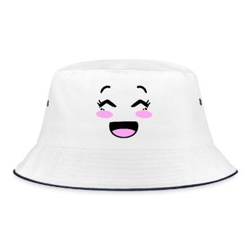 Cute face in kawaii style - Bucket Hat - white/navy - Front
