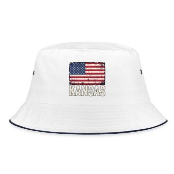 USA Kansas - Bucket Hat - white/navy - Front