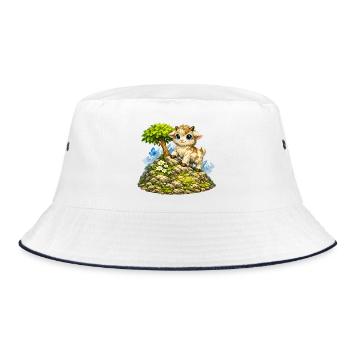 Cuddly goat on the mountain - Bucket Hat - white/navy - Front