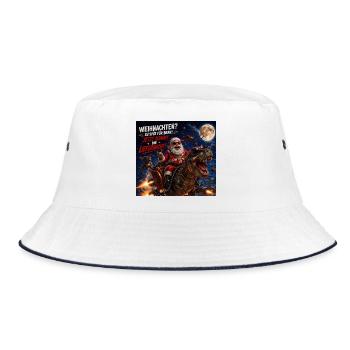 Liefernacht Weihnachtsmann Dino Humor Spruch Wild - Bucket Hat - Weiß/Navy - Vorne