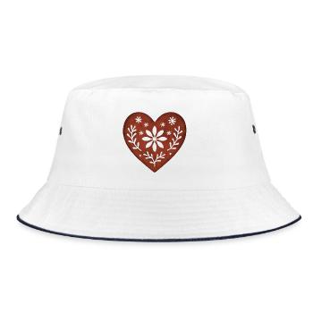Skandinavisches Herz – Nordic Folk - Bucket Hat - Weiß/Navy - Vorne