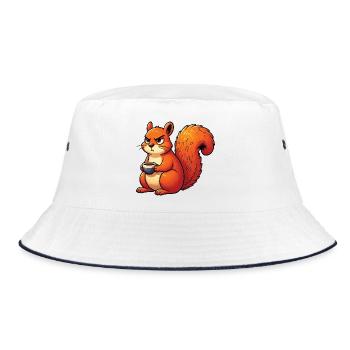 Eichhörnchen Eichhorn Eichhörnchenliebhaber Nager - Bucket Hat - Weiß/Navy - Vorne