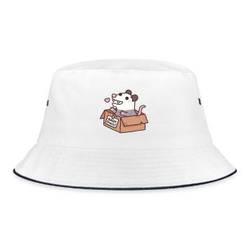 Adoptiere Chaos lustige, süße Opossum in Pappkarton - Bucket Hat - Weiß/Navy - Vorne