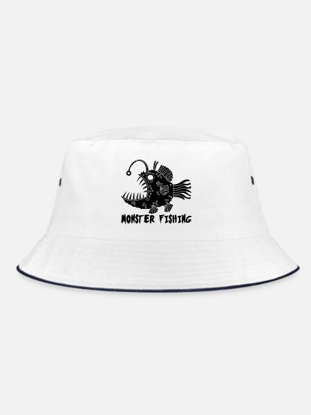 Schwarzer Tiefseefisch - Bucket Hat - Weiß/Navy