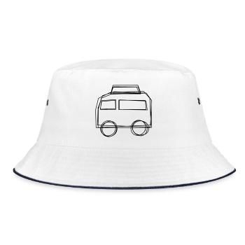 Campingbus handgezeichnet - Bucket Hat - Weiß/Navy - Vorne