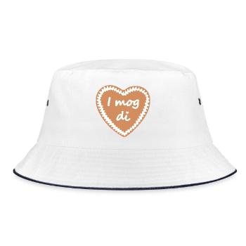 Lebkuchenherz I mog di - Bucket Hat - Weiß/Navy - Vorne