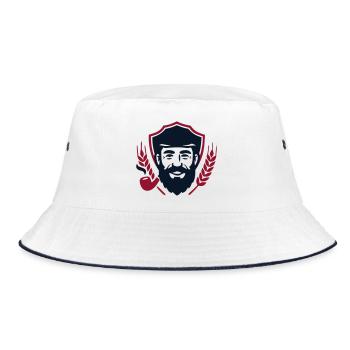 Seebaer Pfeife Wappen Logo - Bucket Hat - Weiß/Navy - Vorne