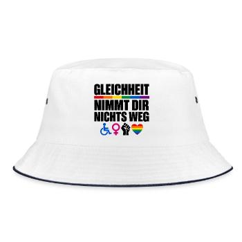 Gleichheit nimmt dir nichts weg – Vielfalt - Bucket Hat - Weiß/Navy - Vorne