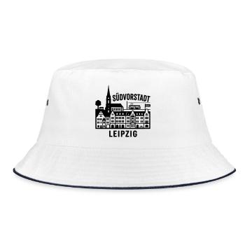 Südvorstadt Leipzig Silhouette - Bucket Hat - Weiß/Navy - Vorne