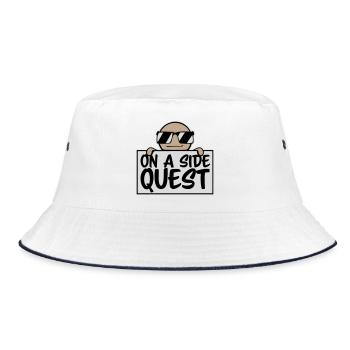 On A Side Quest Gaming Adventure Spruch Logo Text - Bucket Hat - Weiß/Navy - Vorne