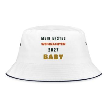 Mein erstes Weihnachten 2027 Baby Geschenk - Bucket Hat - Weiß/Navy - Vorne