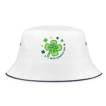Du schaffst das! Glücksklee Glücksbringer - Bucket Hat - Weiß/Navy - Vorne