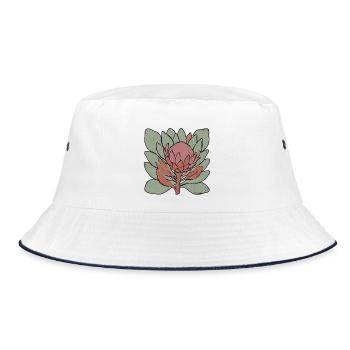 Protea in Schichten - Bucket Hat - Weiß/Navy - Vorne