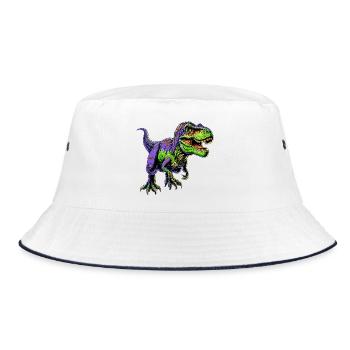 Dinosaurier - Bucket Hat - Weiß/Navy - Vorne