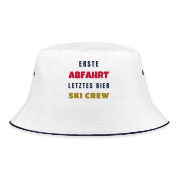Erste Abfahrt letztes Bier Ski Crew Winter - Bucket Hat - Weiß/Navy - Vorne