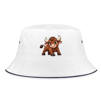 Stier Sternzeichen Kawaii - Bucket Hat - Weiß/Navy - Vorne