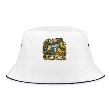 Bunte Gartenvögel Vogelbeobachtung Natur Vogellieb - Bucket Hat - Weiß/Navy - Vorne