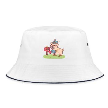 Cute Goat Postzustellung - Bucket Hat - Weiß/Navy - Vorne