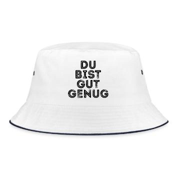 Du bist gut genug - Bucket Hat - Weiß/Navy - Vorne