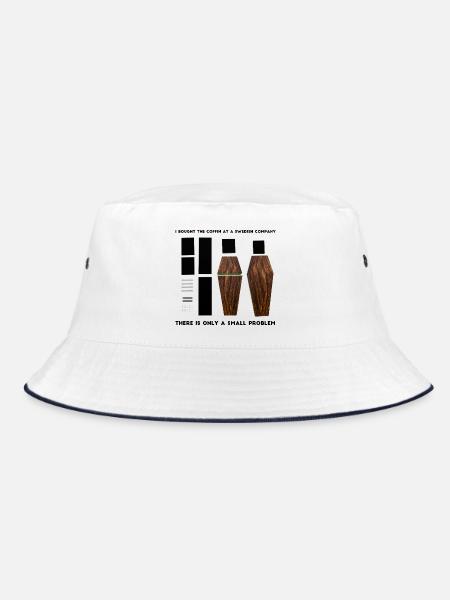 Lustiges Holzsarg-Kunstwerk - Bucket Hat - Weiß/Navy