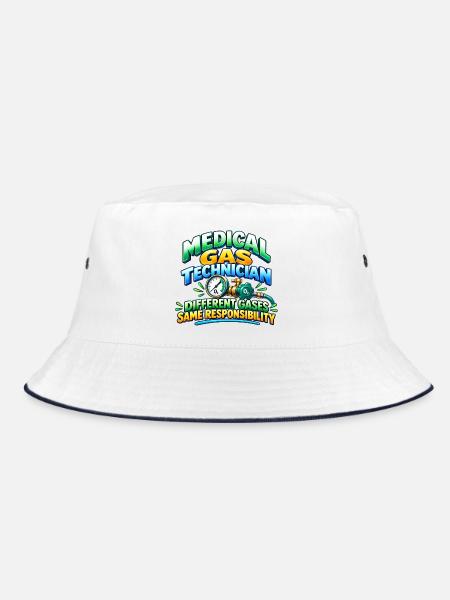 Medizinischer Gastechniker – Verschiedene Gase, gleich oder - Bucket Hat - Weiß/Navy