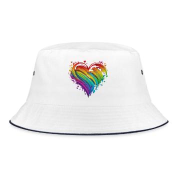 CSD LGBT Regenbogen LGBTQ Herz Pride Just Love - Bucket Hat - Weiß/Navy - Vorne
