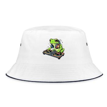 DJ Frosch - Bucket Hat - Weiß/Navy - Vorne