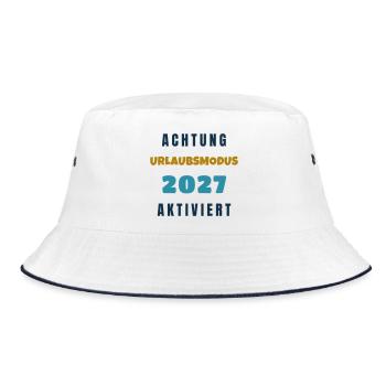 Urlaubsmodus 2027 Aktiviert Spruch Geschenk - Bucket Hat - Weiß/Navy - Vorne