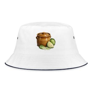 Steinzeug-Krocken und die Kohlernte - Bucket Hat - Weiß/Navy - Vorne