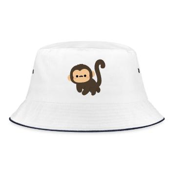 Spider Monkey Cartoon Charm - Bucket Hat - Weiß/Navy - Vorne