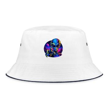 Neonalien Hand im All - Bucket Hat - Weiß/Navy - Vorne