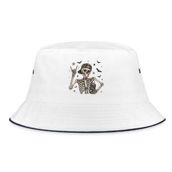 Stay Weird Skeleton Halloween-T-Shirt-Design - Bucket Hat - Weiß/Navy - Vorne