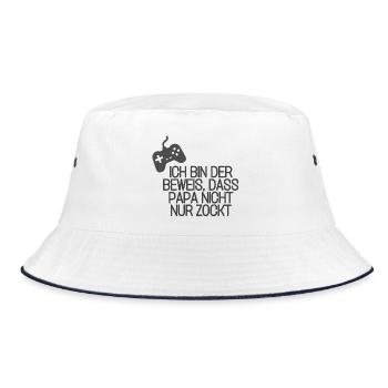Ich bin der Beweis, dass Papa nicht nur zockt - Bucket Hat - Weiß/Navy - Vorne