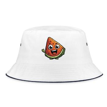 Lachende Wassermelonenscheibe - Bucket Hat - Weiß/Navy - Vorne