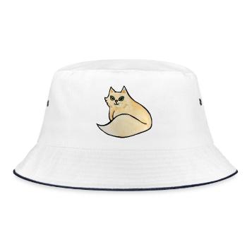 Aquarell-Katzen-Curling-Illustration - Bucket Hat - Weiß/Navy - Vorne