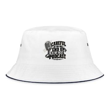 Lustiger Podcaster Content Creator Blogger Media Art - Bucket Hat - Weiß/Navy - Vorne
