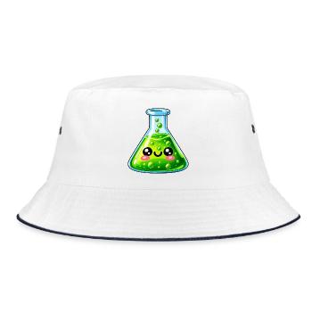 Grüner Blubber im Erlenmeyer - Bucket Hat - Weiß/Navy - Vorne