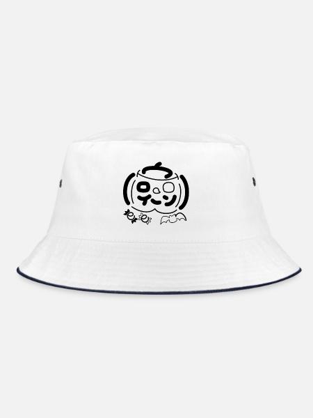 Halloween-Kürbis – Einfaches und einzigartiges Design - Bucket Hat - Weiß/Navy