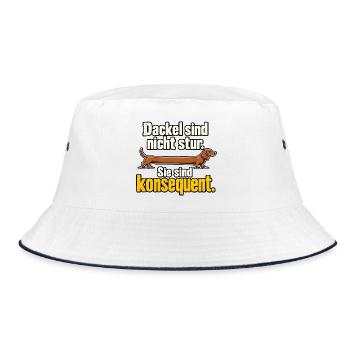 Dackel Spruch Stur Konsequent Dackelbesitzer - Bucket Hat - Weiß/Navy - Vorne