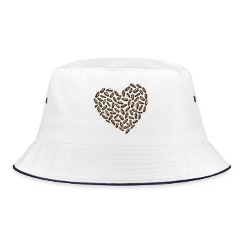 Herz aus Sonnenblumenkernen  - Bucket Hat - Weiß/Navy - Vorne