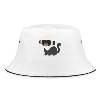 Douc Langur Affe - Bucket Hat - Weiß/Navy - Vorne