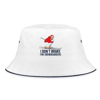 I Don't Brake For Snowboarders – Ski Shirt - Bucket Hat - Weiß/Navy - Vorne