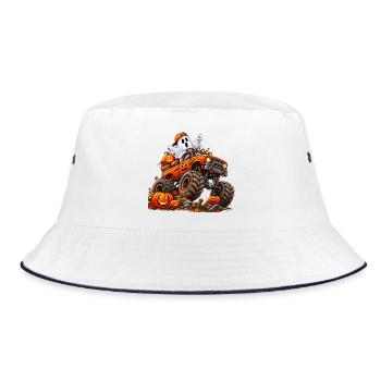 Halloween Monstertruck mit Geist - Bucket Hat - Weiß/Navy - Vorne