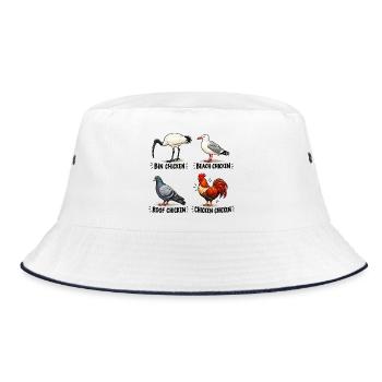 Funny Bin Huhn Australischer Ibis Vogelliebhaber Kunst - Bucket Hat - Weiß/Navy - Vorne