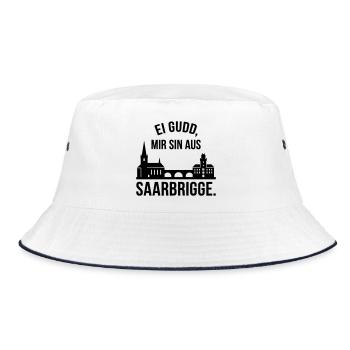 Saarbrücken Spruch Silhouette - Bucket Hat - Weiß/Navy - Vorne