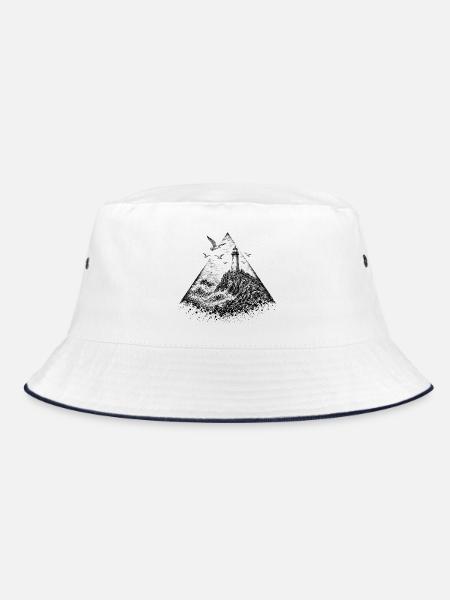 Dunkler Glitzer-Weihnachtsbaum - Bucket Hat - Weiß/Navy