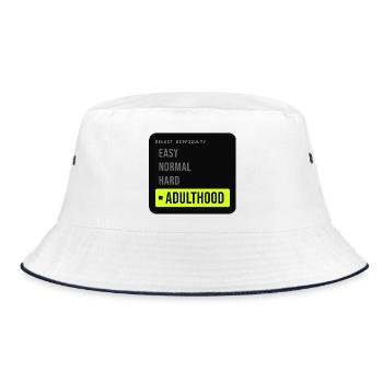 Schwierigkeitsgrad: Leicht, Normal, schweres Erwachsenenalter, - Bucket Hat - Weiß/Navy - Vorne